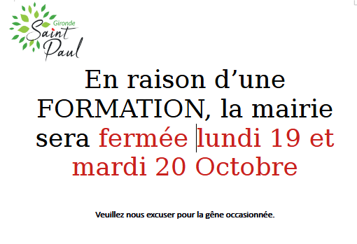 Fermeture Mairie pour formation